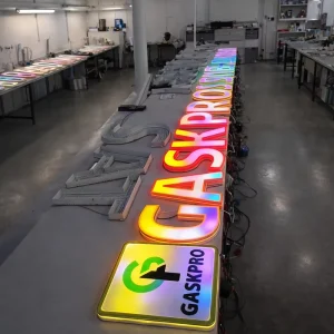 Programmable RGB Channel Letters Branding Signage Animated Gradient Storefront Logo Building Facade Outdoor Light up Letters