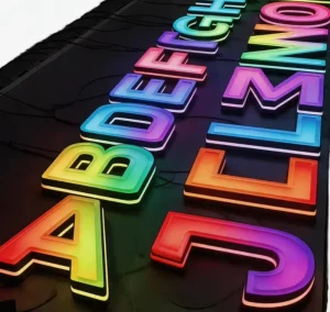 Programmable RGB Running Edge LED Luminous Sign Full Color Changing 3D Channel Letter for Barbershop Hotel Outdoor Store Signage