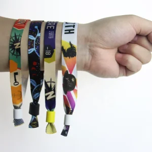Promotion Custom Advertising Fabric Wristband Festival with Barrel Lock