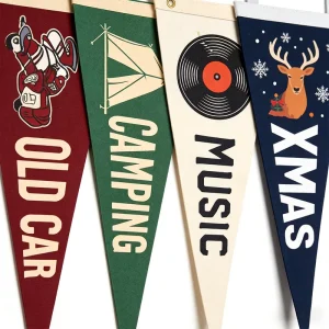 Promotion Felt Flag Banner Single or Double Printing Advertising Sports Custom Triangle Felt Pennant with Logo Eco friendly Soft