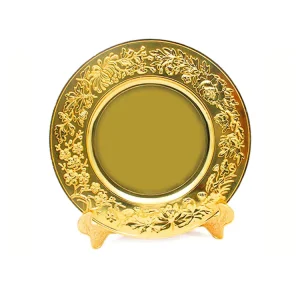 Promotion Gift Items Advertising Zinc Alloy Engraved Gold Plated Blank Metal Custom Logo Souvenir Plate
