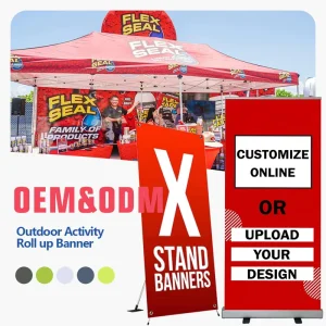 Promotional Advertising Equipment Custom Roll up Banner Retractable Portable Rollup Banner Stand X Banner for Outdoor Activity