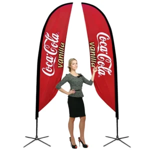 Promotional Advertising Exhibition Activities Outdoor Custom Portable Art Beach Flag Charity Knife Flag Printed Logo