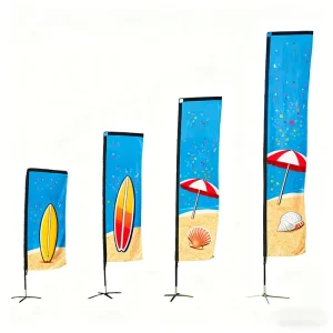 Promotional Advertising Pennant Flags Fiberglass Pole Outdoor Square Cloth Stand Display Flying Banner Beach Adjustable Portable