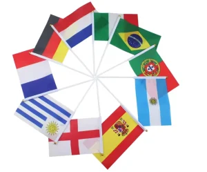 Promotional Advertising Signs Global Hand Flags Custom Mini Hand cranked Flags with Plastic Poles