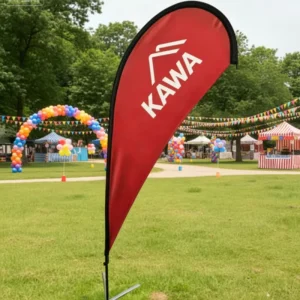 Promotional Big Festival Beach Flag Pole Fiberglass Teardrop Shape Pennant Custom Printed Logo Portable Adjustable Outdoor