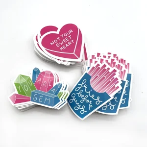 Promotional Company Logo Multiple Designs Self Adhesive Label Private Custom Cartoon Stickers Die Cut OPP Bag Sticker Pack
