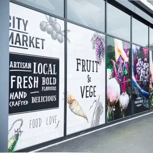 Promotional Digital Print Eco Friendly Opaque Shop Door Window Decoration Waterproof Store Removable Vinyl Decal Custom Shape