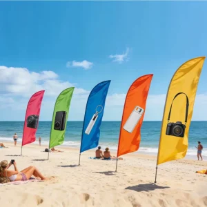 Promotional Digital Printing Feather Flags Hanging Pennant Style Banners Custom Advertising Waterproof Polyester Beach Flags