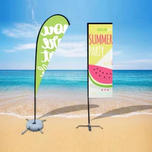 Promotional Display Advertising Outdoor Teardrop Feather Flying Beach Flag Banner Stand