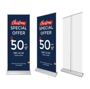 Promotional Economy Portable Waterproof Aluminum Alloy Roll up Stand Rollup Standee Roll Banner for Indoor Outdoor Advertising