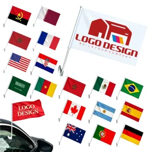 Promotional Flags Banners Durable Polyester Car Flags With Plastic Pole Custom Flags for Car Decoration and Sports Events