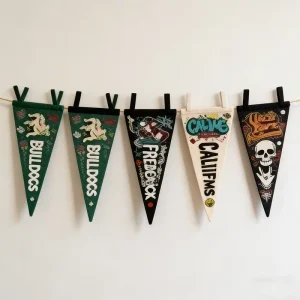 Promotional Handmade Triangle Hanging Pennant Banner Custom Digital Printing Eco Friendly High Quality Felt Flag