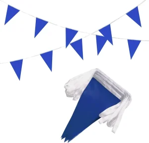 Promotional Product Bunting Custom Festival Celebration Party String Triangle Bunting Solid Blue Pennant Hanging Banner Flags