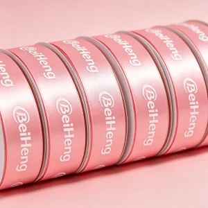 Promotional Recycled Polyester Satin Ribbon Single Color Ink Printed Custom Ribbon for Small Business Branding Packaging
