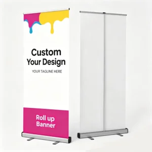 Promotional Roll-Up Banner Portable Aluminum Retractable Rotating Roll-Up Display Banner Stands for Outdoor Advertising Events