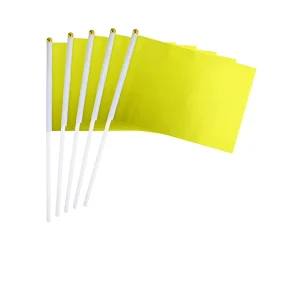 Promotional customized sports game election event solid color mini handheld waving flag