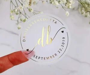 Pvc Vinyl Transparent Sticker logo Customized clear Sticker Adhesive Personalized Gold Foil Sticker Label logo