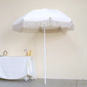 QT250012 High Quality Large Outdoor Resort Parasol with Tassel Garden Courtyard Beach Stall Special Sun Umbrella for Advertising