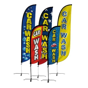 Quality Pole And Base Advertising Telescopic Car Wash Feather Flag