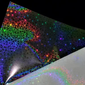 Quicksand Star Flash Point Laser High Transparency Iridescent PVC Gift Packaging Film 50m Cold Laminated TC Roll