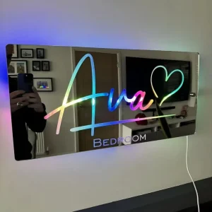 RGB 12 Color LED Name Illuminated Mirror Sign Last Name Neon Wedding Decor Bedroom Decoration Custom Name Night Light