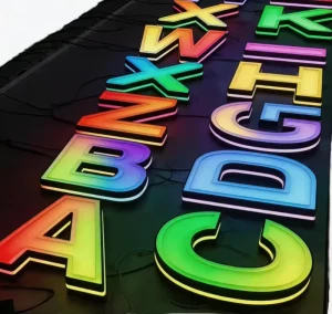 RGB Contour Running LED Letter Sign Remote Dimmable Color Changing Luminous 3D Sign For Restaurant Exterior Brand Logo