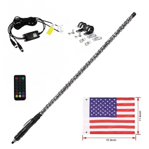 RGB Dream Chasing IP67 Waterproof 5050 LED Whip Light 2 6FT Super Bright Car ATV UTV Off Road App Remote Control