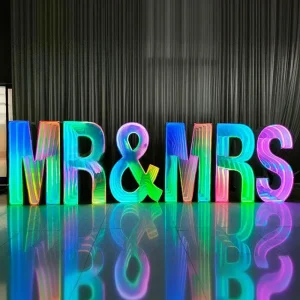 RGB Iron Letter Lights Model L09 10 with Colorful Glowing Effect Romantic Wedding Creative Iridescent Indoor Decor