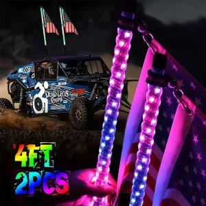 RGB LED Beach Marquee Lights for Car Off Road Motorcycle Decoration Antenna Lamp Flag Pole With Flag