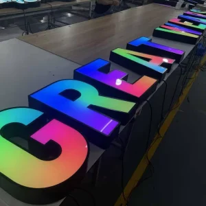 RGB Outdoor Advertising Metal 3D Letters Shop LED Illuminated Letter Sign Back Luminous Word