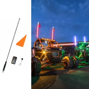 RGB Spiral LED Whip Light Multi Color Magic Lamp Flag Pole Antenna for ATV UTV Polaris RZR Truck Road ABS Remote Control