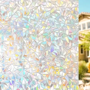 Rainbow 3D Decorative Window Vinyl Stained Glass Privacy Film Decals Static Cling Window Sticker