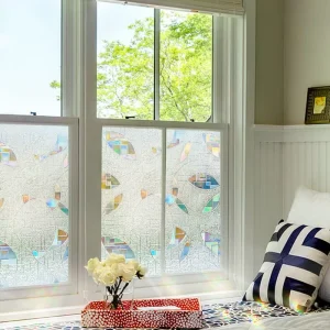 Rainbow 3D Decorative Window Vinyl Stained Glass Window Privacy Film Decals Static Cling Window Sticker