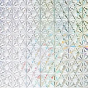 Rainbow Privacy Stained Glass Window Film 3D Static Cling Glass Cover Peel and Stick Window Tint for Home Office Decoration