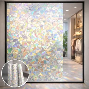 Rainbow Window Film Frosted Privacy for Building Glass Decoration