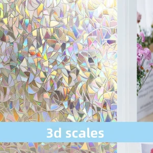 Rainbow Window Glass Sticker Static Cling Laser Effect Privacy Protecting Translucent Bathroom Shower Decal Light Pass View