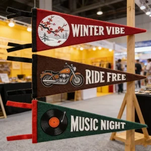 Ready to Ship Custom Felt Pennant Flag Sublimation Blank Felt Pennant Small Felt Flags for Party Decoration Backdrop
