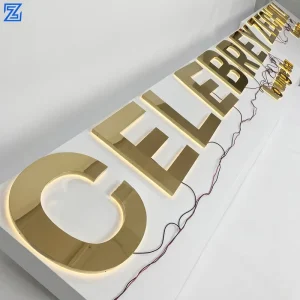 Rebow Custom Business Signs LED Signage Letters LED Gold Acrylic Led Sign for Company Brand logo Outdoor Store Sign Letter