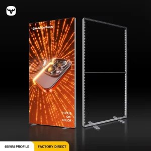 Rectangle Aluminum Alloy Display Light Box with Automatic Brightness Adjustment Portable Fabric Tension Frame Stand