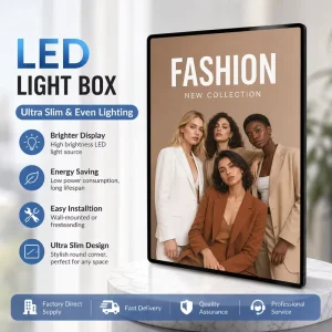 Rectangle LED Drawing Ultra Thin Aluminum Profile Alloy Light Box Wall Mounted Illuminated Billboard Tempered Glass Poster Menu