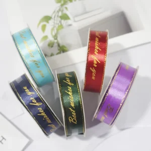 Recyclable Single Double Faced Satin Ribbon Gift Printed Ribbon Roll 100% Polyester Custom Ribbon With Logo