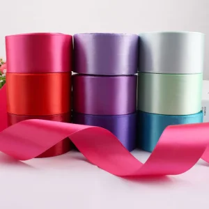 Recyclable Single/Double Faced Satin Ribbon Roll 100% Polyester Ribbon for Logo Printing