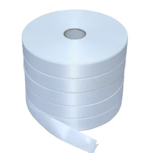 Recycled Satin Ribbon Roll with Logo Print Single Side Woven Edge for Garment Accessories