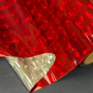 Red 3D Cube Metallic Thermal Lamination Film Without Glue BOPP PET Waterproof Use for Gift Box