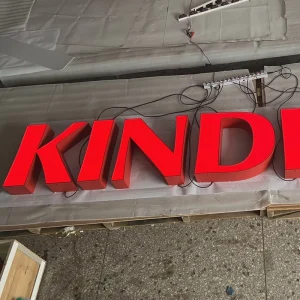 Red Painted Acrylic LED Front Lit Letters Edge-Wrapped Indoor Office Signage Water Resistant