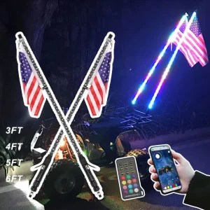 Remote Bluetooth APP Control Antenas Led 360 3ft 4ft 5ft 6ft Spiral Off Road SXS ATV RZR Flag LED Buddy Whip Lights for Can Am X3