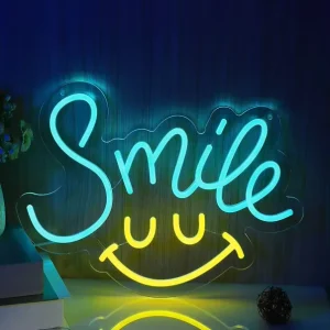 Remote Control LED Neon Light Strip USB Powered 3D Smile Letter Art Sign for Home Office Shop Wall Decorative Sign