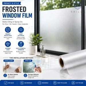 Removable Frosted Window Film Printable PVC Vinyl for Commercial Glass Decoration and Privacy Protection