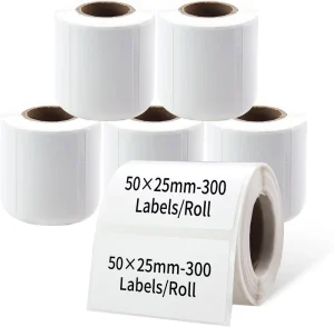 Removable Waterproof Vinyl Thermal Label 50x25mm 2×1 Inch UV Printed Self Adhesive Sticker Roll for Supermarket